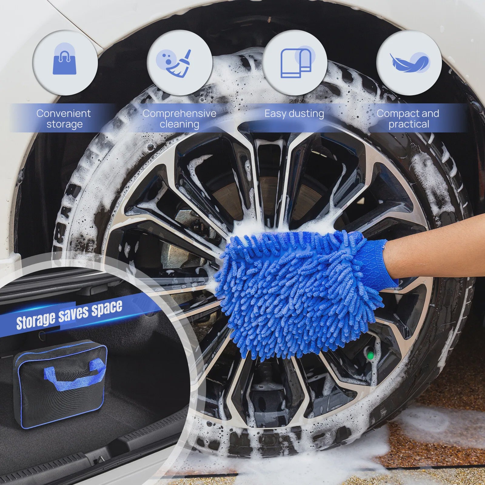 29-delige Auto Poets- en Detailset: Borstels, Sponges & Doeken voor Interieur & Exterieur