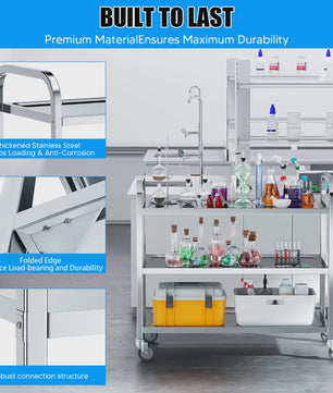 Professionele 3-Laags RVS Trolley met Wielen - Stil en Duurzaam voor Keuken, Kliniek en Salon