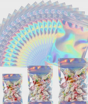 50x Holografische Mylar Zakjes - Geurafsluitend & Hersluitbaar - Ideaal voor Cadeaus & Retail