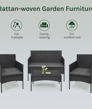 Luxe Rotan Tuinmeubelset: 2 Fauteuils, 1 Bank & Salontafel - Weerbestendig voor Balkon & Tuin