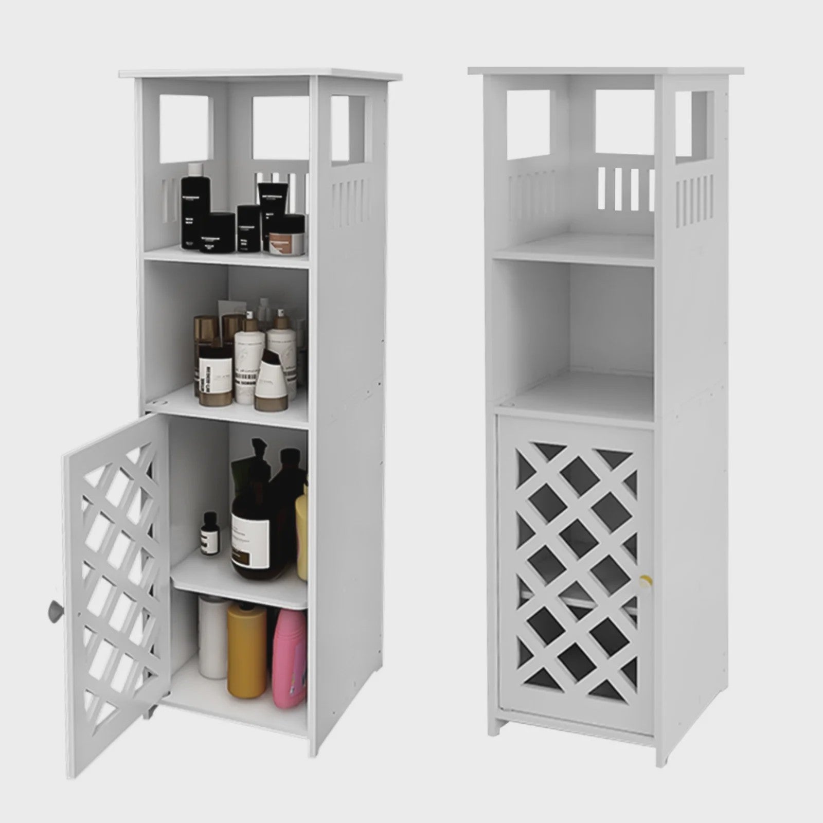 Waterdichte Badkamerkast met Open Plank en Deur - Compacte Opberger