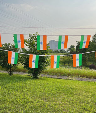 Vlaggenlijn India - 20 Stuks Vlaggetjes 14x21cm - Feestelijke Decoratie