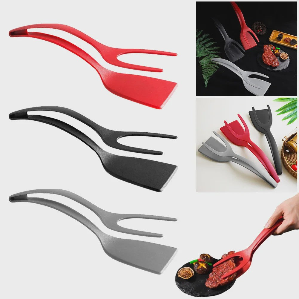 2-in-1 Spatel Tang: Grip & Flip voor Eieren, Vis en Meer