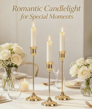Set van 3 Goudkleurige Klassieke Kandelaars met Stabiele Voet - Perfect voor Bruiloft en Decoratie