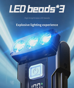 Mini LED Zaklamp USB Oplaadbaar met Batterij Display & Magneet