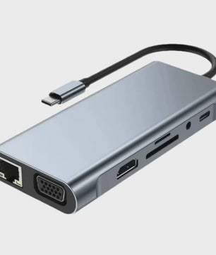 11-in-1 USB-C Hub: Netwerk, HDMI, VGA, USB 3.0 & Kaartlezers voor MacBook