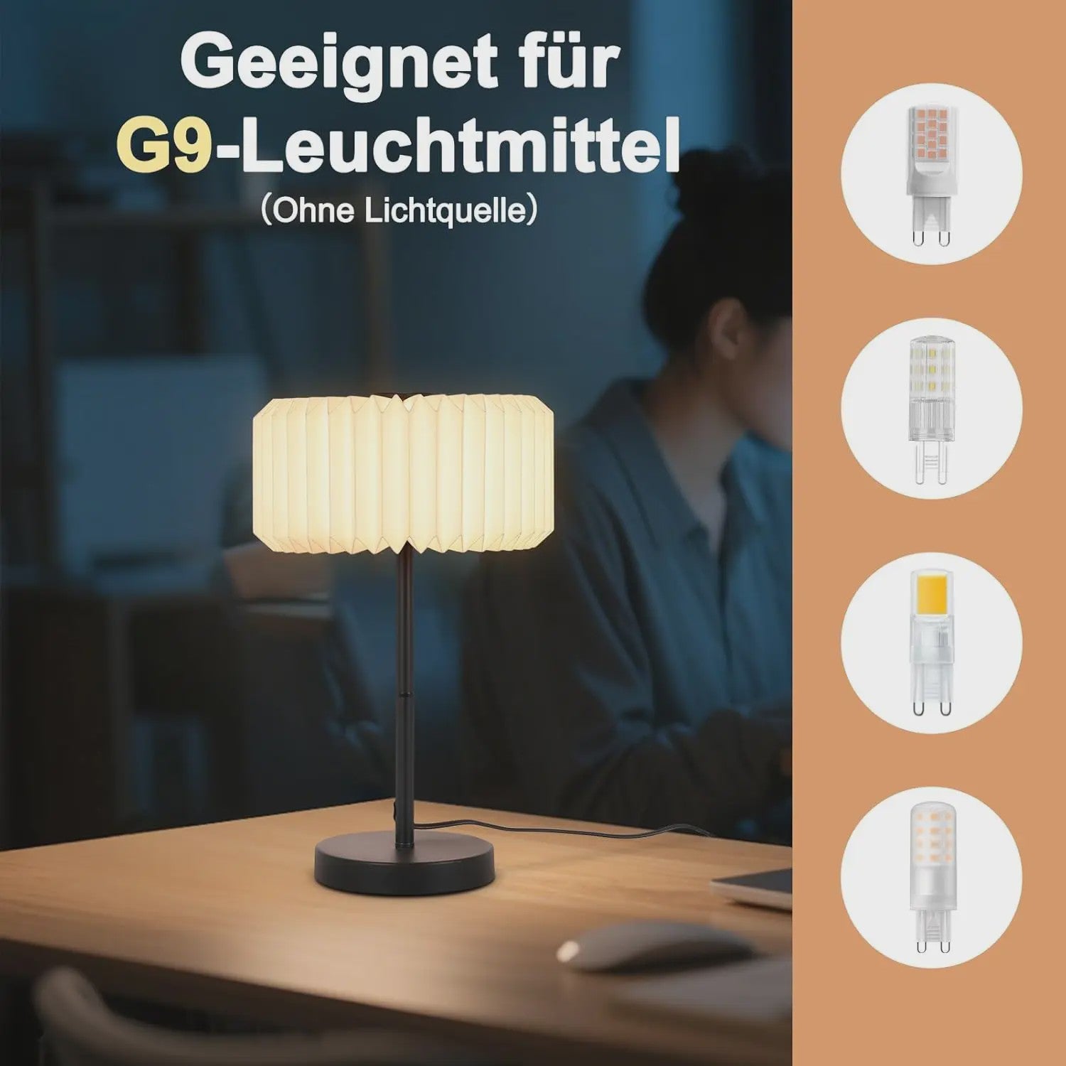 Vintage Design Tafellamp met Papieren Lampenkap - Sfeervolle Slaapkamerlamp
