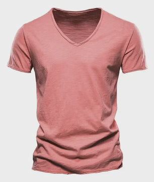 Heren T-shirt van 100% Katoen met V-hals - Dun & Kort Gebreid - Maten S-5XL
