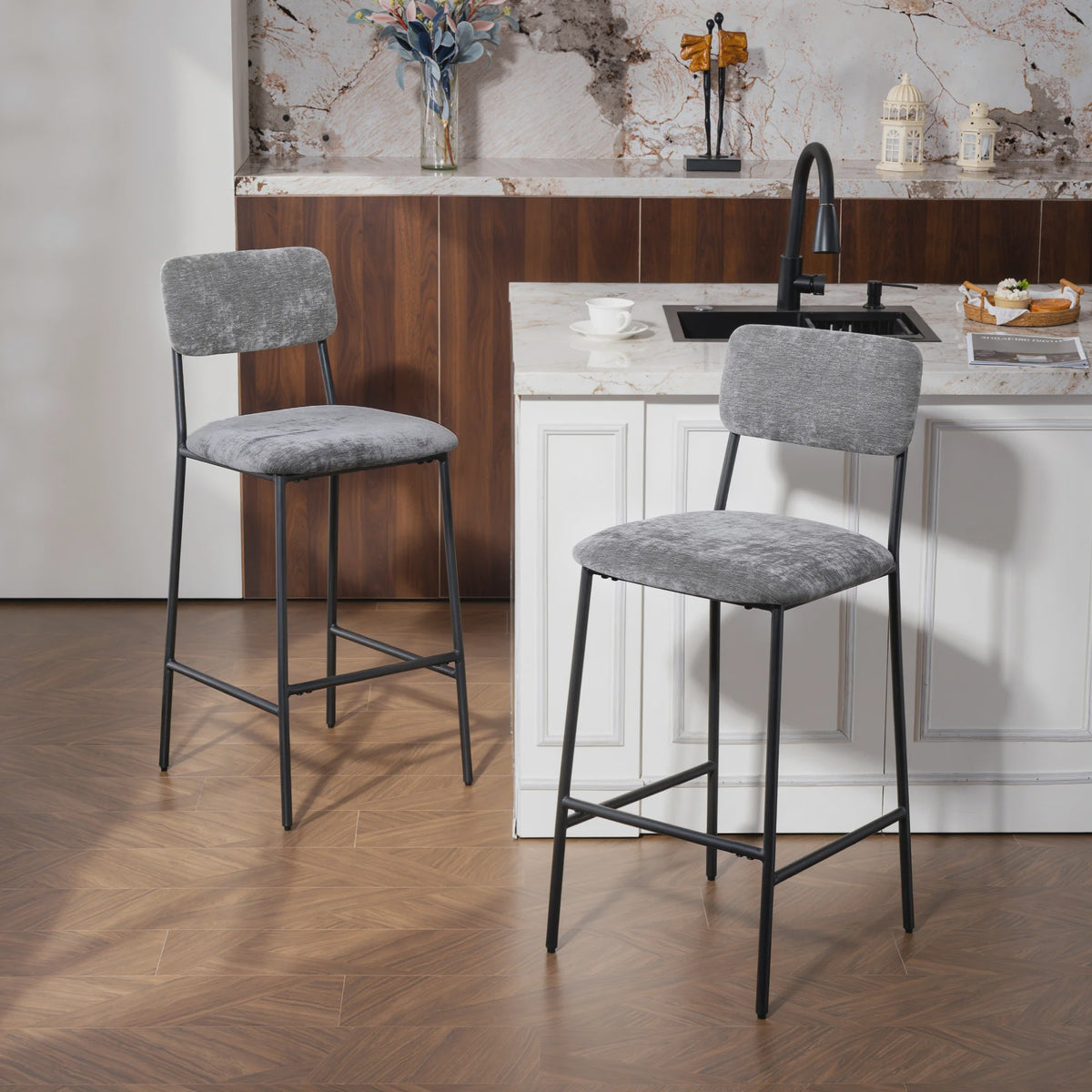 Set van 2 Luxe Barkerstoelen in Chenille Stof - Comfortabel en Stijlvol