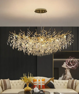Luxe Gouden Kristallen LED Kroonluchter - Plafondlamp & Hanglamp voor Woonkamer, Eetkamer, Slaapkamer