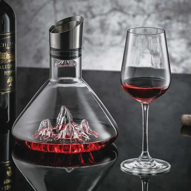 Luxe Kristallen Wijnkaraf 1500ML - Iceberg Design, Handgemaakt, Loodvrij, Wijnschenker & Dispenser