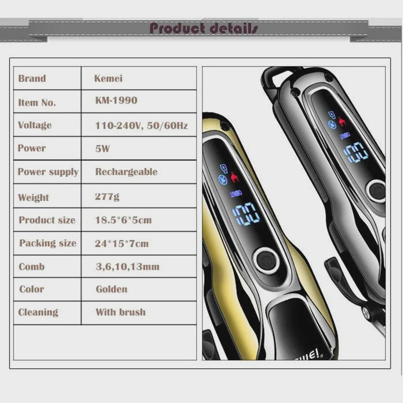 Kemei KM-1990 Professionele Oplaadbare Trimmer voor Huisdieren - Honden & Katten