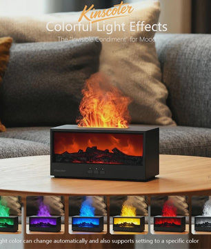 Sfeervolle Vuurhaard Aroma Diffuser Luchtbevochtiger met Kleurrijk Nachtlampje & Afstandsbediening