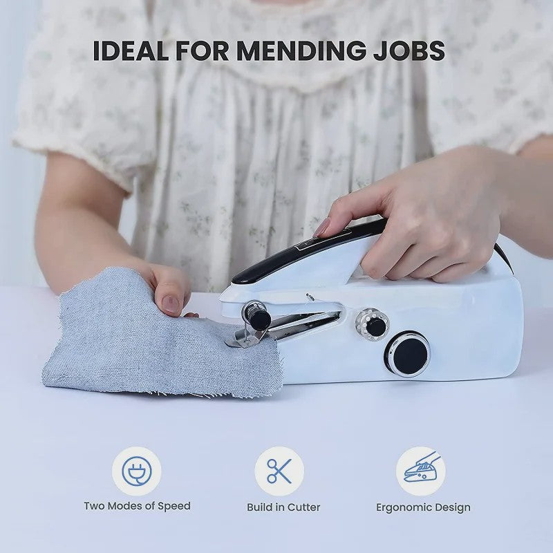 Mini Naaimachine Handheld - Draadloos, 2 Snelheden, Ideaal voor Snelle Reparaties