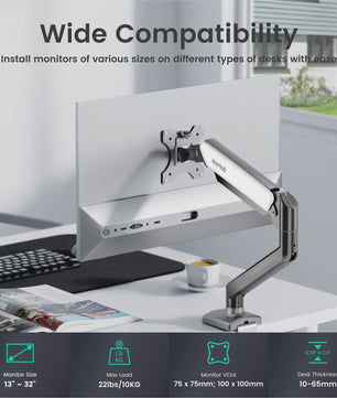 Nearhub Monitor Arm: Volledig Verstelbare Bureau Mount met 360° Rotatie & 180° Zwenkfunctie