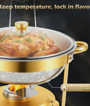 RVS Chafing Dish Buffet Set 5QT - Goudkleurig Afgewerkt - Set van 1, 2 of 4