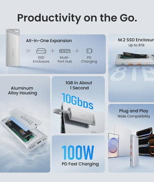 Vention USB-C Hub & M.2 NVMe SSD Enclosure: 10Gbps, 100W PD Oplader