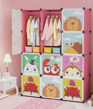 Kinder Kledingkast Uitbreidbaar met Deuren & Hangers - 111x37x147 cm