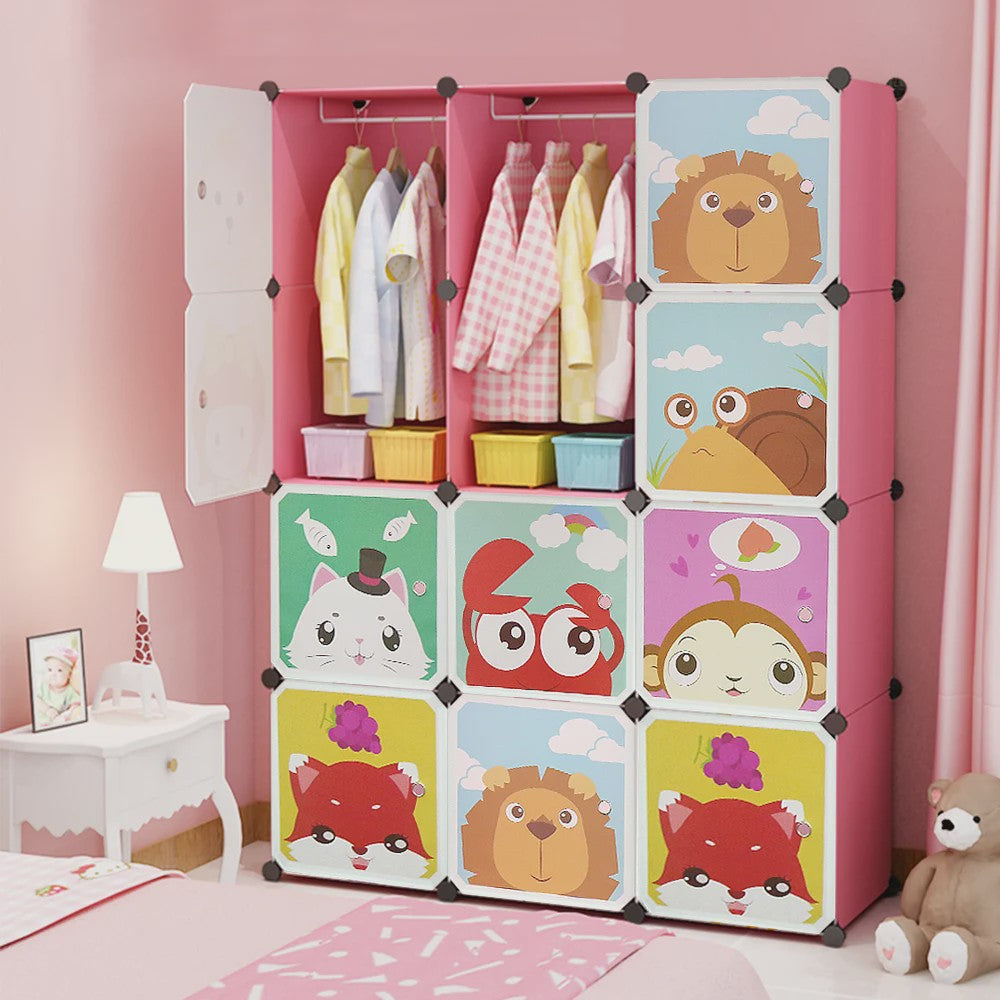 Kinder Kledingkast Uitbreidbaar met Deuren & Hangers - 111x37x147 cm