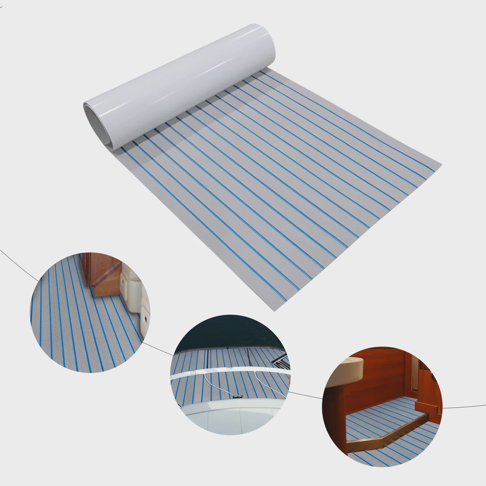 EVA Bootdekmat Antislip 240x60/90cm - Waterdicht Faux Teak Vloerbedekking