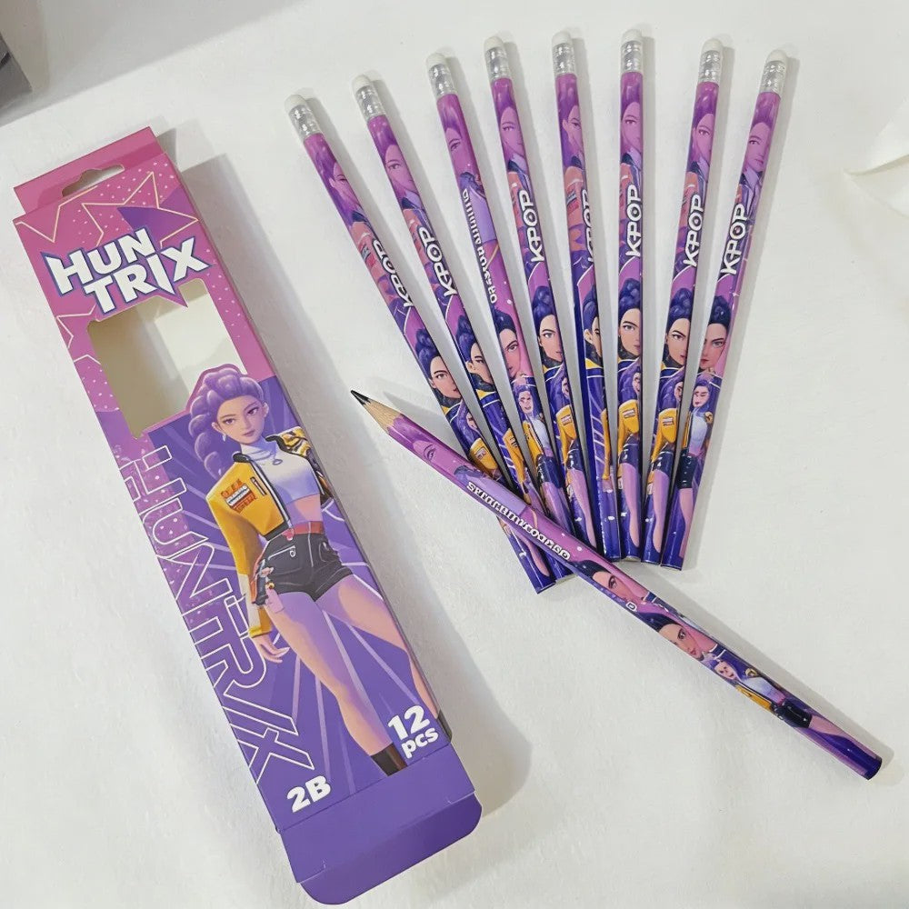 Set van 12 K-Pop Hantrix Tekenpotloden - Schattig Cartoon Design voor Kinderen