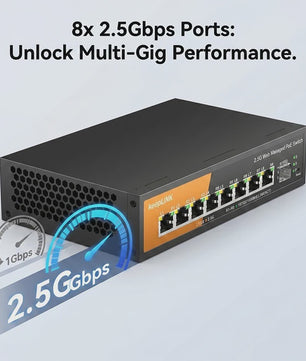 KeepLink 9-Poorts 2.5G/10G Web Managed PoE Switch | 135W | 8x 2.5Gbps PoE | 1x 10Gbps SFP+