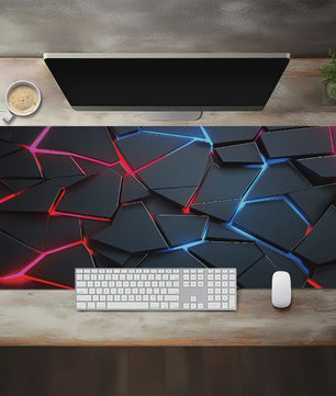 Extra Grote Gaming Muismat 90x40cm - Rood Blauw Gradient, Antislip & Stevige Rand