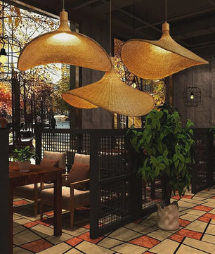 Klassieke Bamboe Hanglamp 50cm - Handgeweven Rotan Plafondlamp
