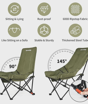 Naturehike Opvouwbare Loungestoel - Comfortabele Kampeerstoel met Hoge Rugleuning