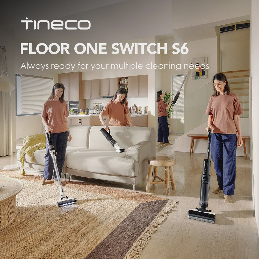 Tineco Floor One Switch S6: Draadloze 5-in-1 Nat/Droog Stofzuiger met Zelfreiniging & FlashDry