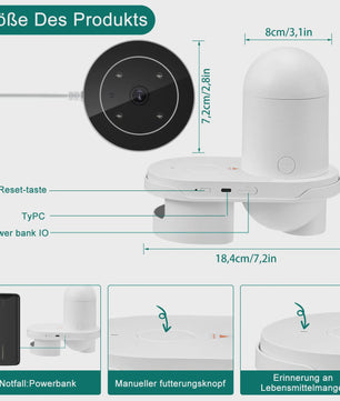 Aquariums Fish Feeder with 2.5K Camera, App Control, Moisture Resistant Holiday Feeder, Precision Feeding System, Visual Monitor