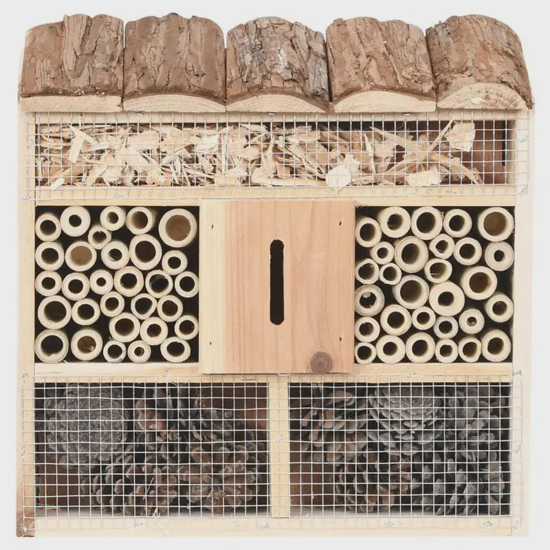 Houten Insectenhotel 30x10x30 cm - Natuurlijk Verblijf voor Bijen en Vlinders