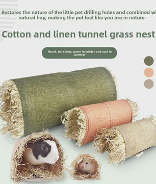 Natuurlijke Gras Tunnel Nest voor Konijnen, Cavia's & Chinchilla's - Speelgoed & Schuilplaats