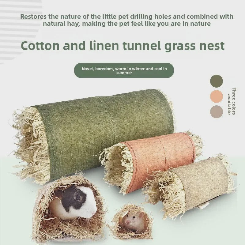 Natuurlijke Gras Tunnel Nest voor Konijnen, Cavia's & Chinchilla's - Speelgoed & Schuilplaats