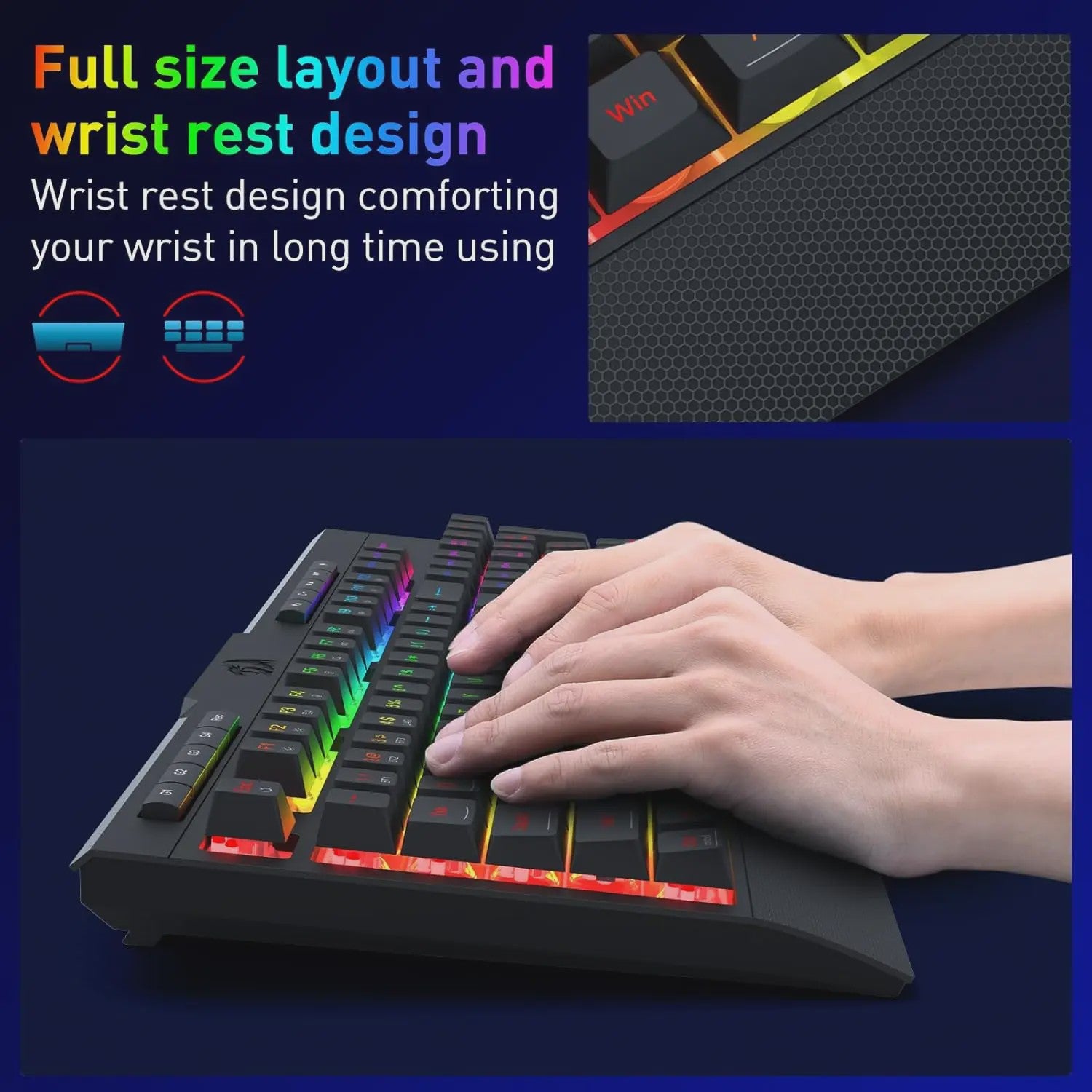 Redragon K525 PRO RGB Gaming Toetsenbord - Draadloos, Mechanisch Gevoel, Multimedia