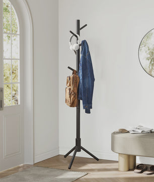 VASAGLE Houten Kapstok - 3 Hoogtes Verstelbaar, 8 Haken, 175cm Hoog