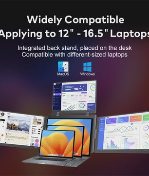 16-Inch Draagbare Triple Screen Monitor - FHD Uitbreiding voor Laptops met Eén Kabel