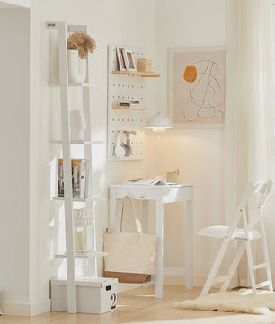 SoBuy FRG15-W Ladder Boekenkast Wit - 4 Planken, Vrijstaand, 33cm Breed