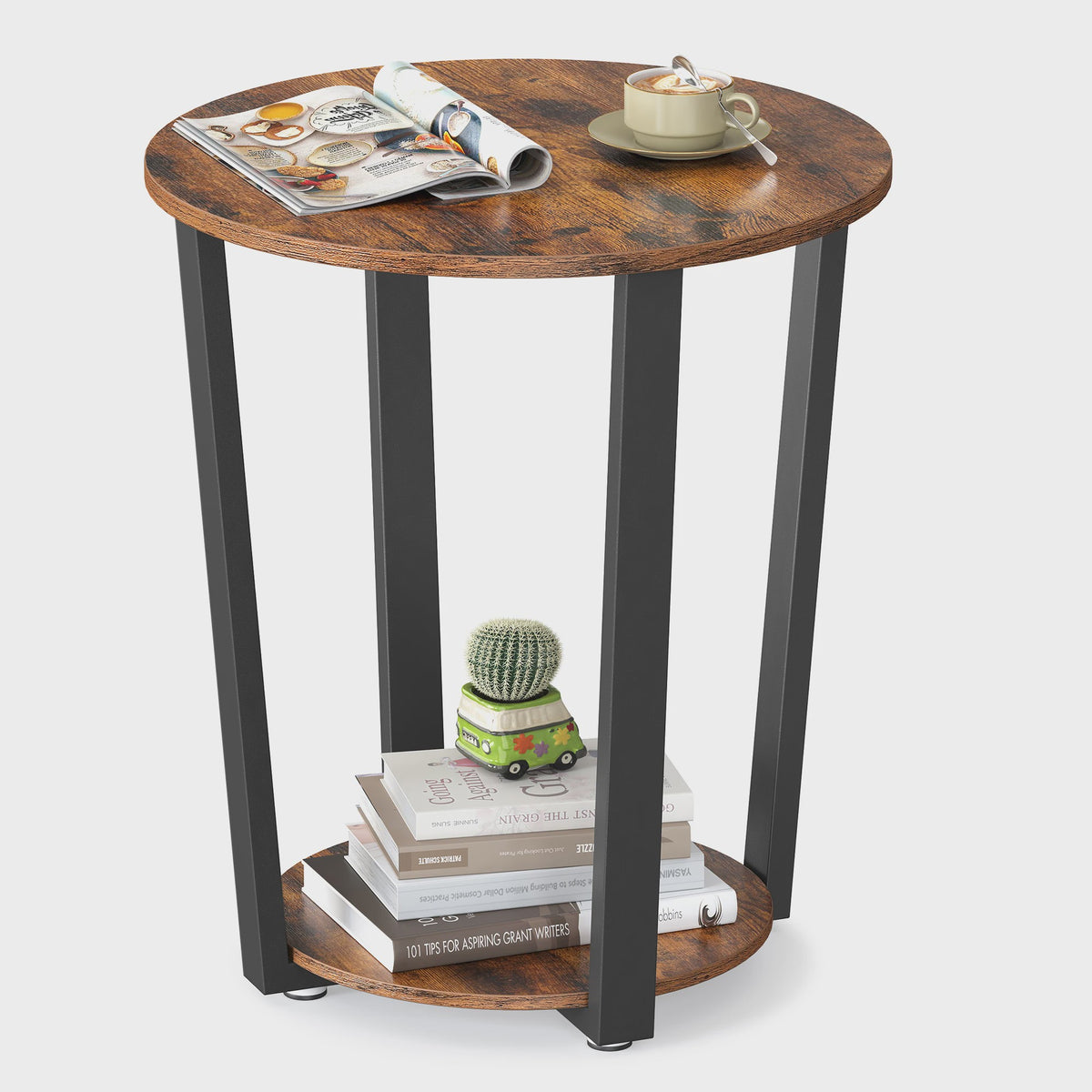 Ronde Bijzettafel met Stalen Frame - 50x50x57 cm - Stijlvol en Stevig