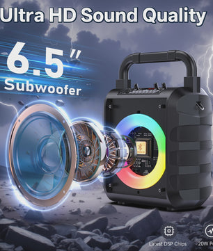 T18 Draagbare Bluetooth Speaker met Microfoon, LED Licht & Karaoke Functie