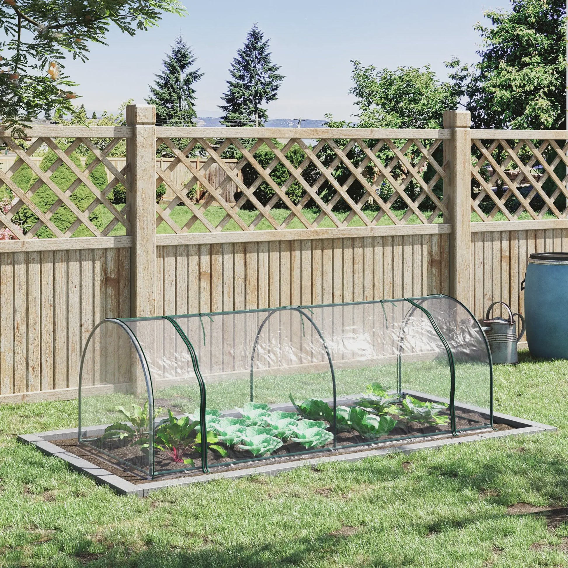 Outsunny Tunnel Kas - 2.5x1x0.8m - Grote Deur met Rits - Transparant