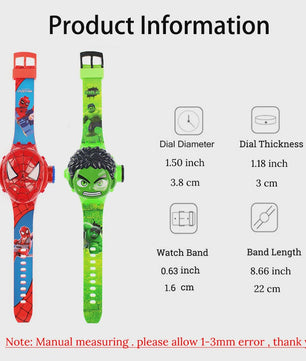 Projectie Kinderhorloge met Superhelden - Spiderman, Iron Man, Captain America & Hulk