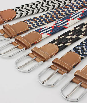 Unisex Gevlochten Elastische Riem met Pin Gesp - 107-130cm