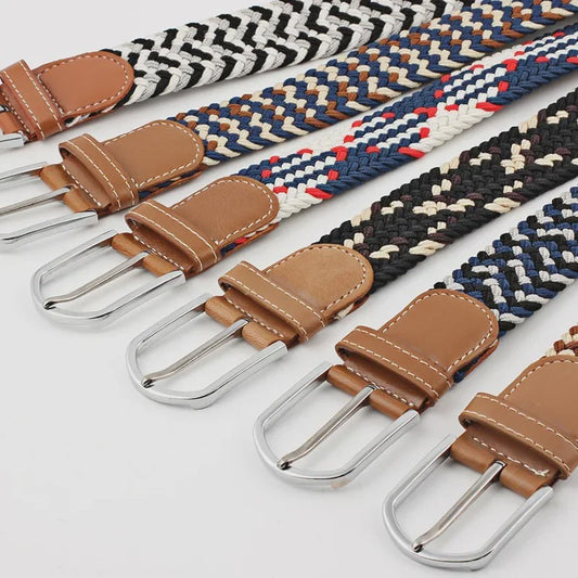 Unisex Gevlochten Elastische Riem met Pin Gesp - 107-130cm