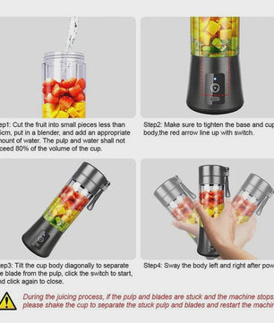 Draagbare Smoothie Blender - USB Oplaadbaar - Mini Fruit Juicer voor Shakes & Smoothies