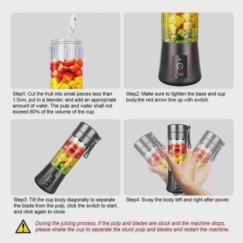 Draagbare Smoothie Blender - USB Oplaadbaar - Mini Fruit Juicer voor Shakes & Smoothies