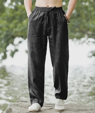 Heren Katoen Linnen Strandbroek - Comfortabele Casual Joggingbroek voor Lente/Zomer Vakantie