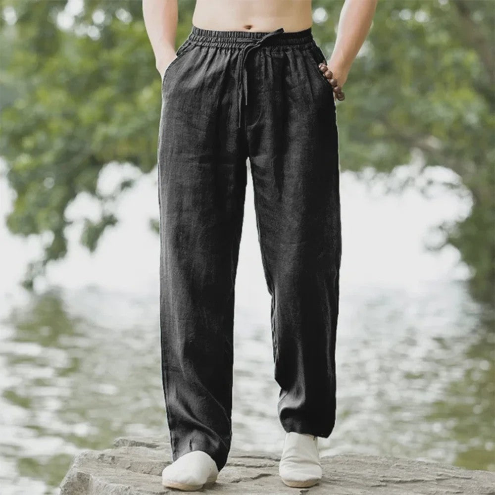 Heren Katoen Linnen Strandbroek - Comfortabele Casual Joggingbroek voor Lente/Zomer Vakantie