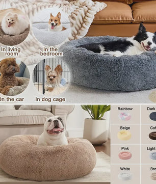 Luxe Ronde Hondenkussen - Extra Zacht & Warm Pluche Hondensofa voor Middelgrote Honden en Katten