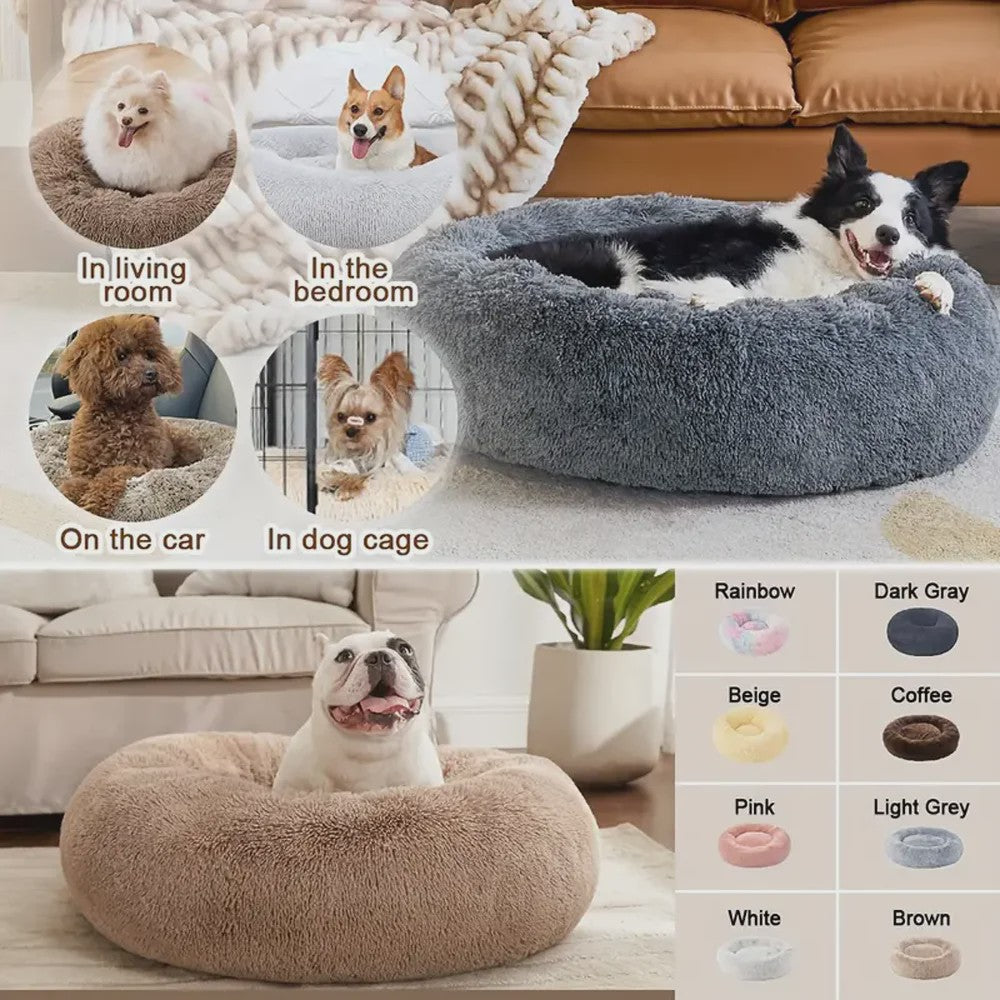 Luxe Ronde Hondenkussen - Extra Zacht & Warm Pluche Hondensofa voor Middelgrote Honden en Katten